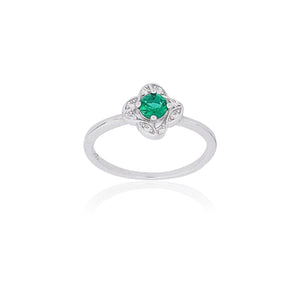 Adjustable Green Silver Ring 925