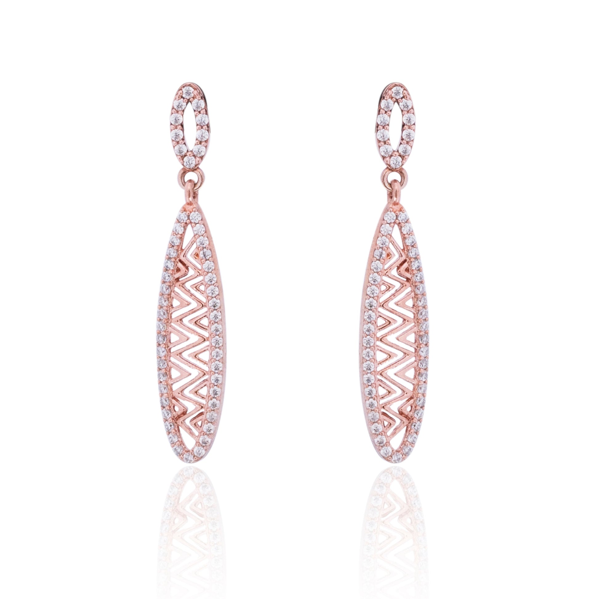 925 Sterling Silver Rose Gold Princess Earring