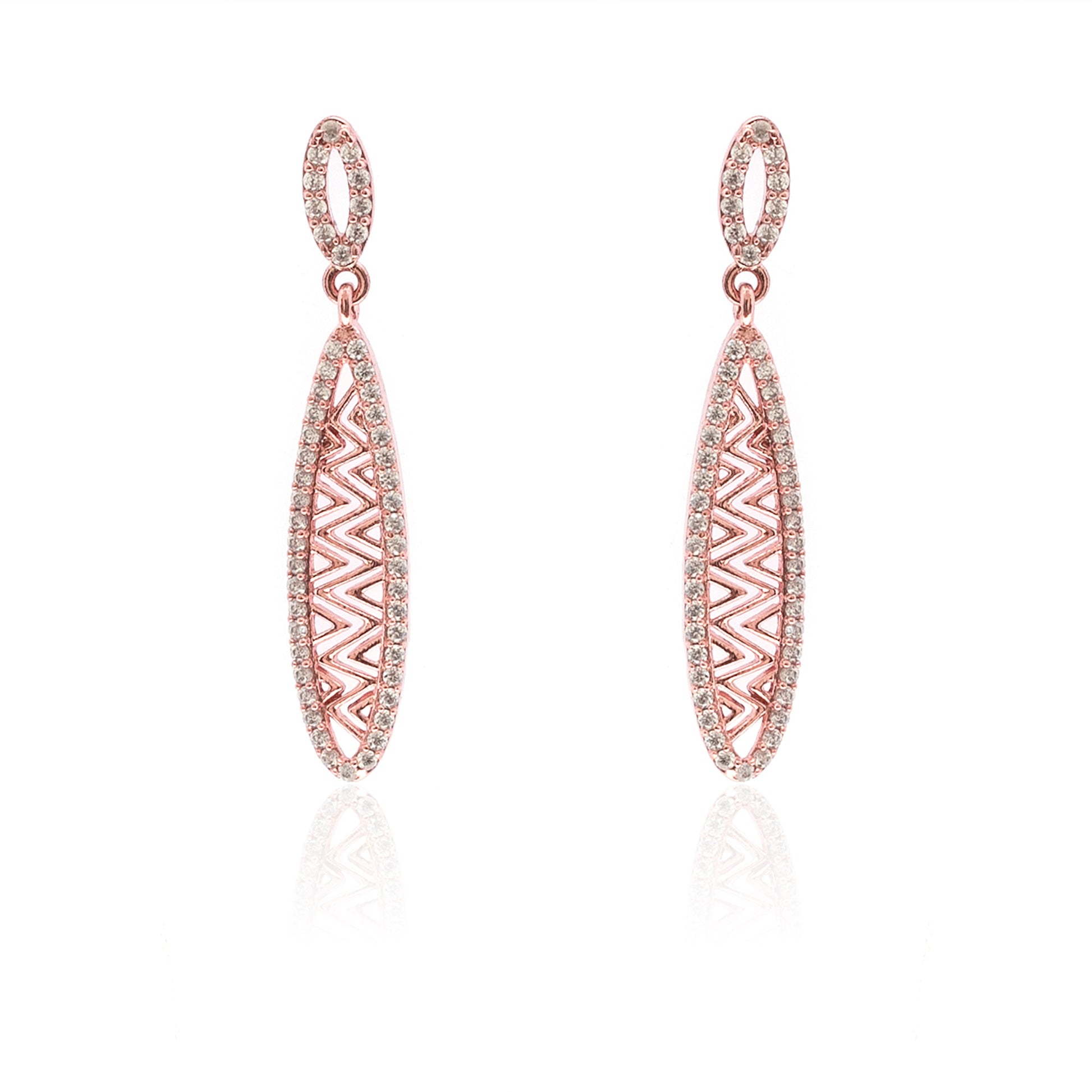 925 Sterling Silver Rose Gold Princess Earring