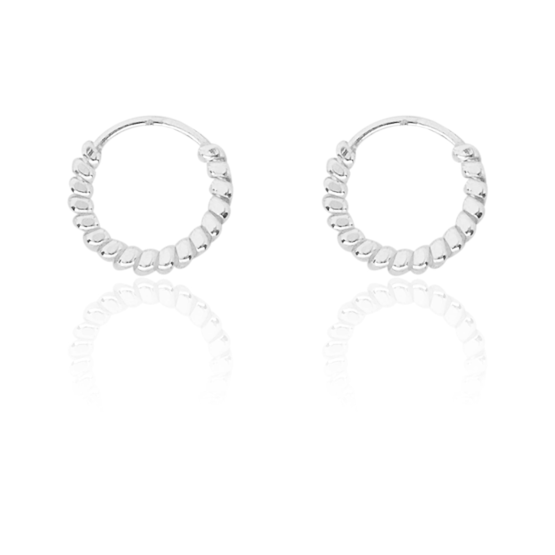 Nemichand Jewels 916 Silver tiny Ball Bali Earring for Men and Women