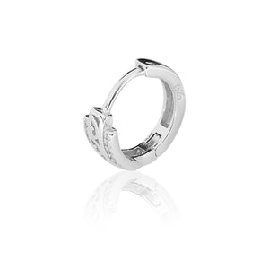 Earring Circle White Platinum Plated Zircon 916 Silver