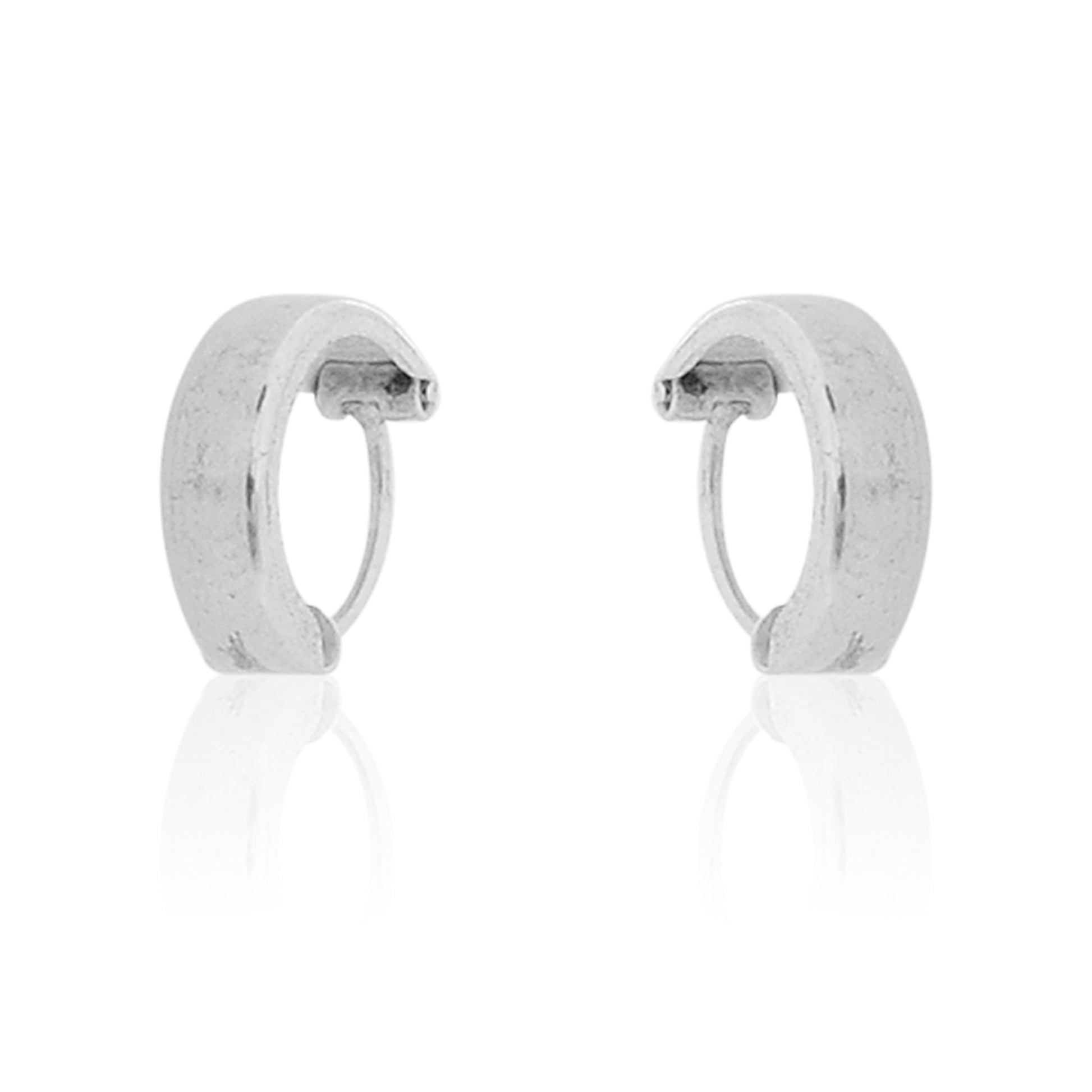 Stainless Steel Silver Plated Hoop Huggie Earring For Men Boys