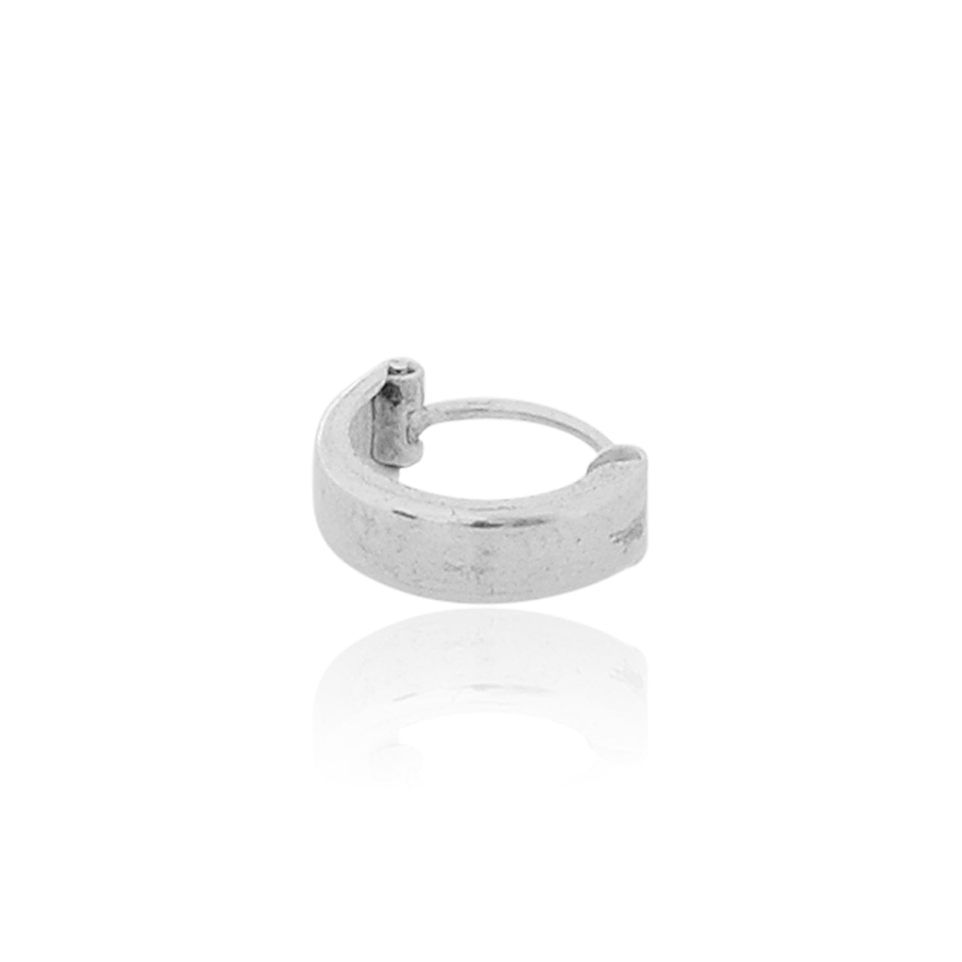 Stainless Steel Silver Plated Hoop Huggie Earring For Men Boys