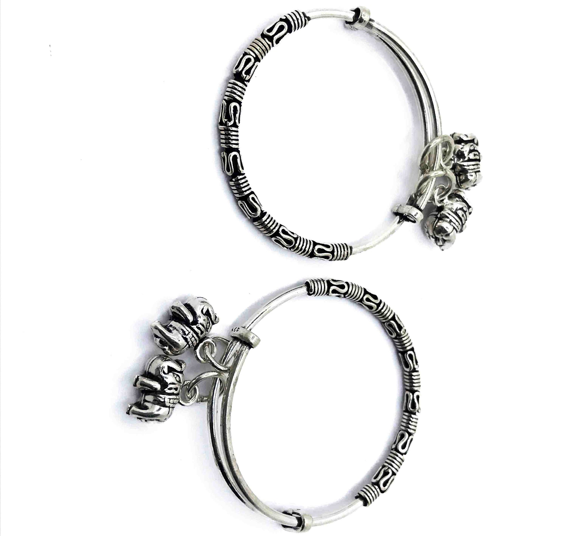 Baby Ethnic Jumbo Charms Silver 925 Kada Pair