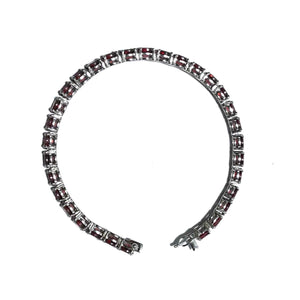 Pomegranate Red Silver 925 Tennis Bracelet