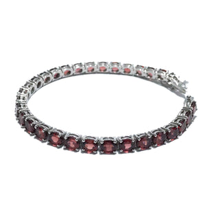 Pomegranate Red Silver 925 Tennis Bracelet