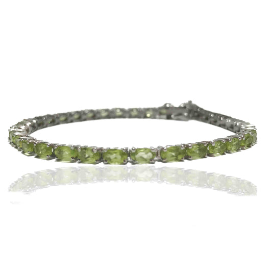 Pistachio Green Silver 925 Tennis Bracelet