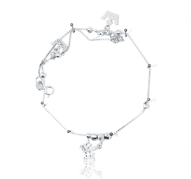 Crown Charms Silver 925 Anklet