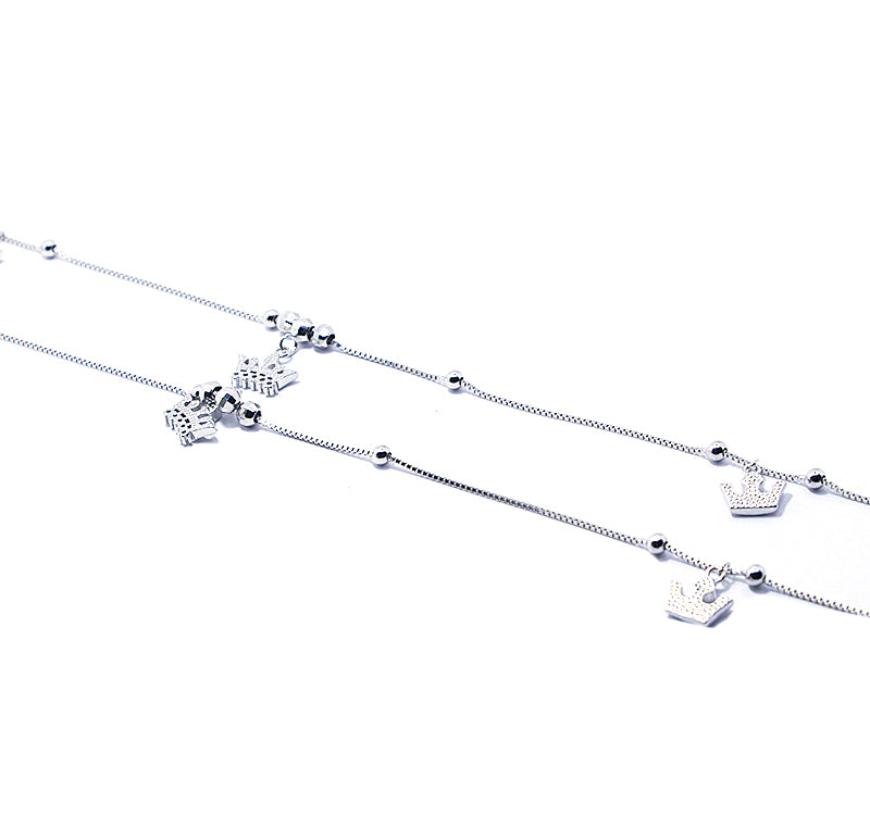 Crown Charms Silver 925 Anklet