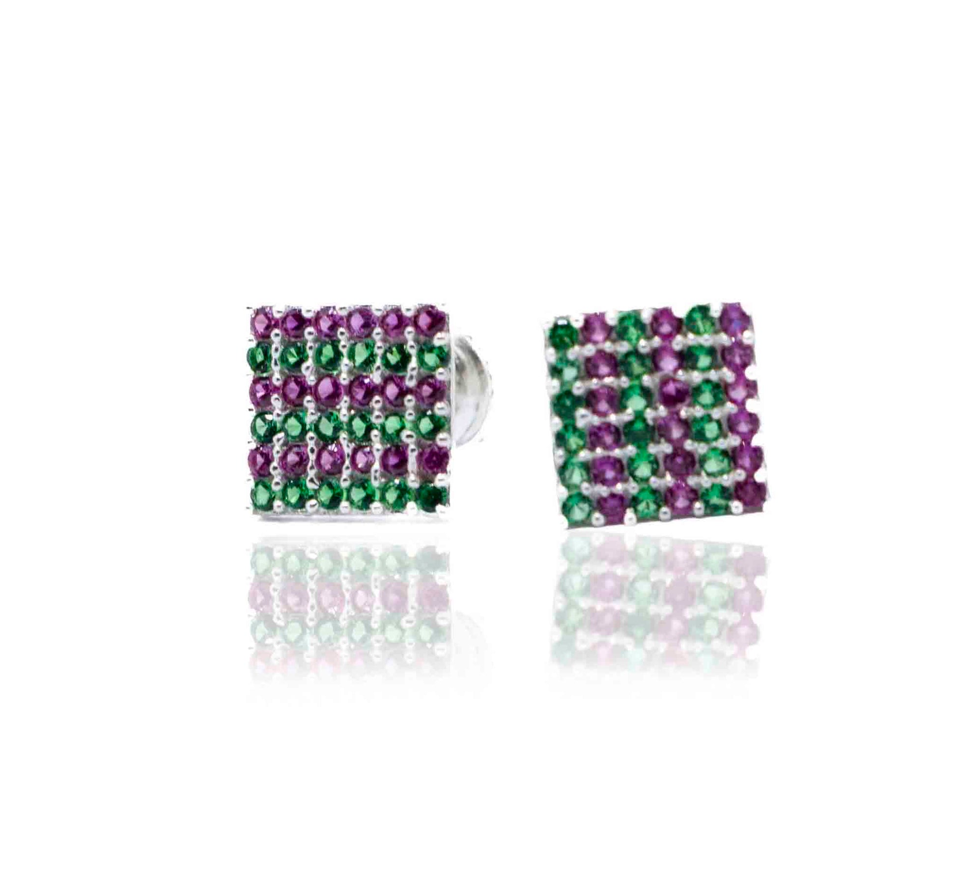 Pink & Green Silver 925 Studs