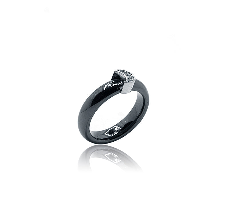 Black Moon Ceramic Silver 925 Ring