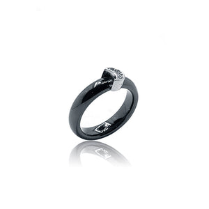 Black Moon Ceramic Silver 925 Ring