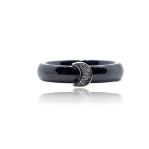 Black Moon Ceramic Silver 925 Ring