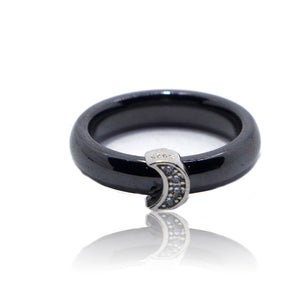 Black Moon Ceramic Silver 925 Ring