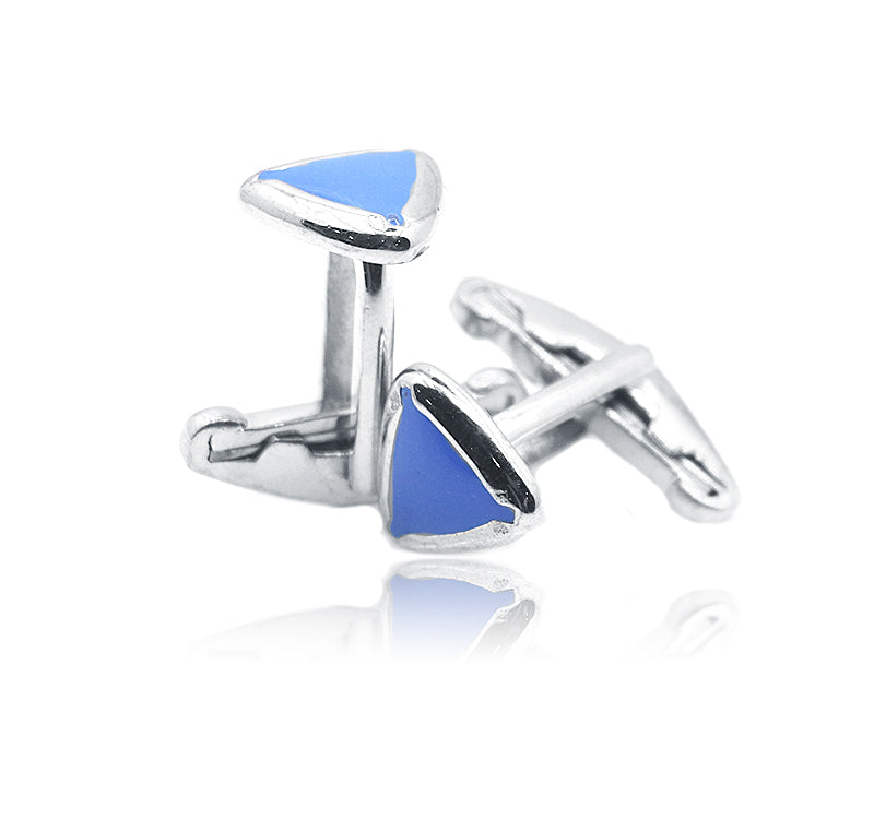 Blue Triangle Silver 925 Cufflinks