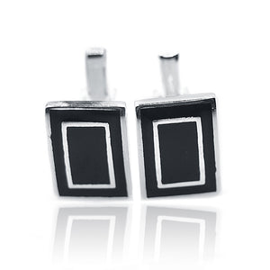 Atharv Black Silver 925 Cufflinks