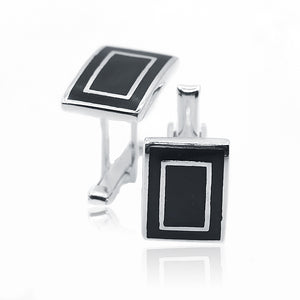 Atharv Black Silver 925 Cufflinks