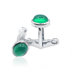 Green Emerald Silver 925 Cufflinks