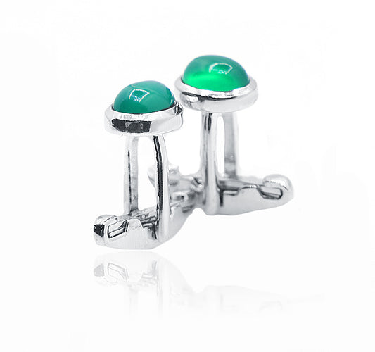 Green Emerald Silver 925 Cufflinks