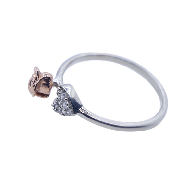 Rose and Heart Silver 925 Ring