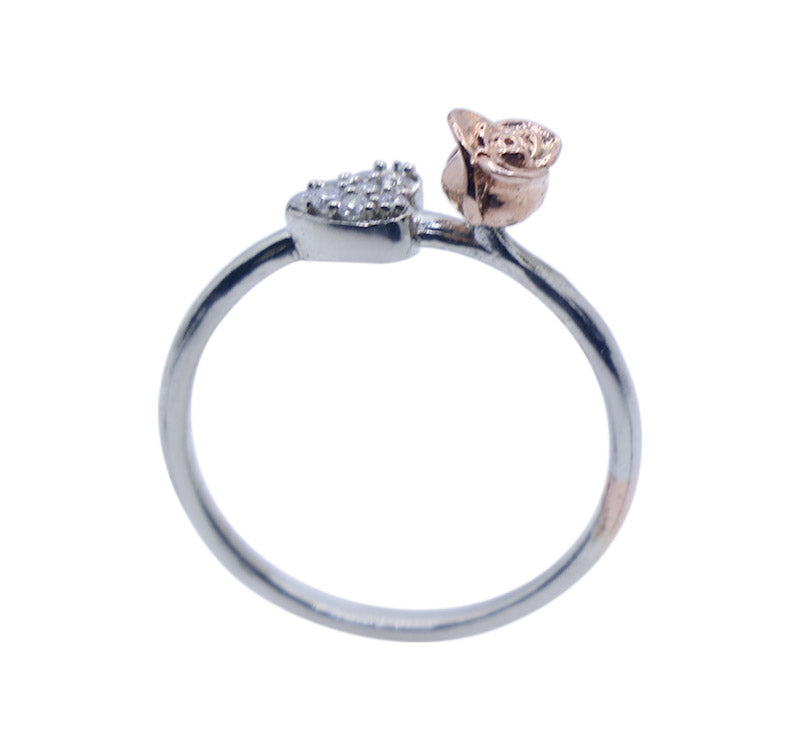 Rose and Heart Silver 925 Ring