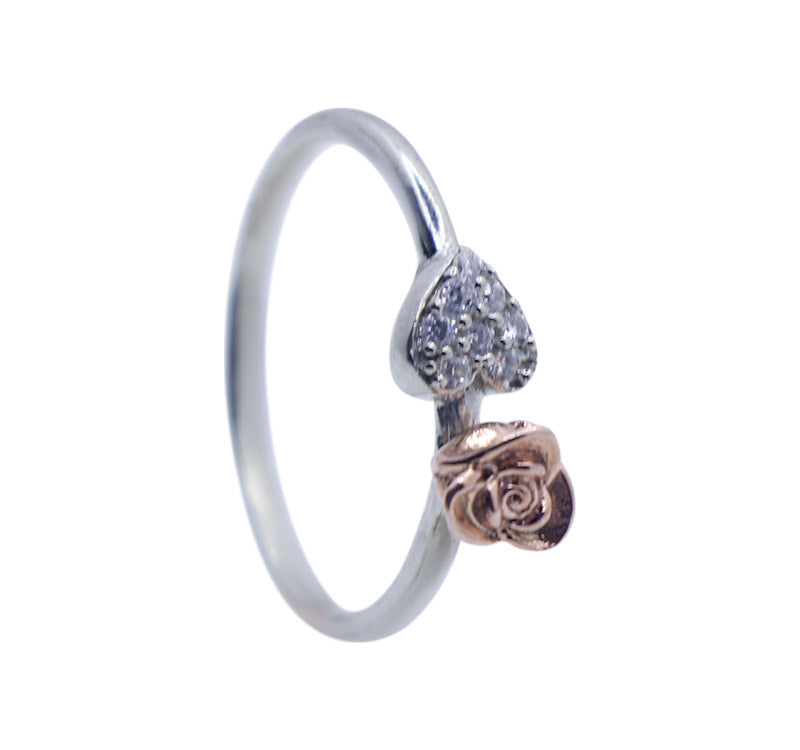 Rose and Heart Silver 925 Ring