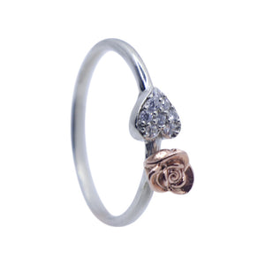 Rose and Heart Silver 925 Ring