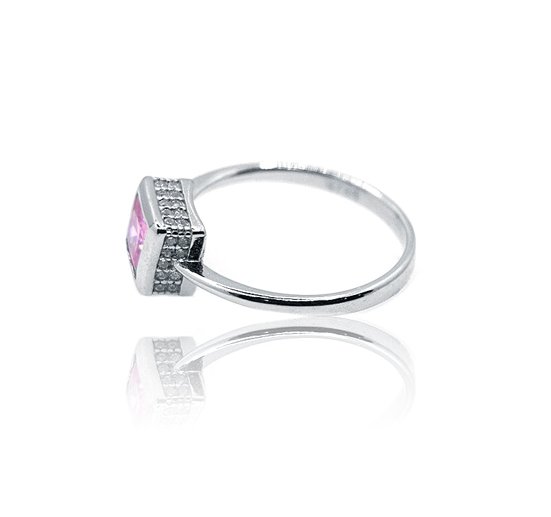 Pink Square Silver 925 Ring