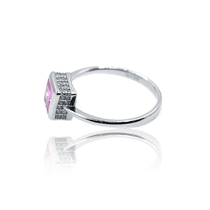 Pink Square Silver 925 Ring