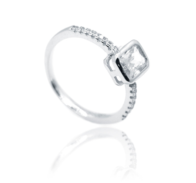 White Baguette Silver 925 Ring