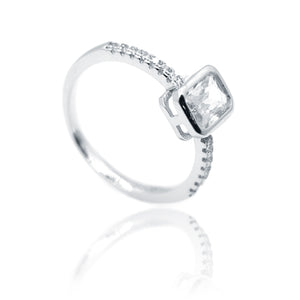 White Baguette Silver 925 Ring