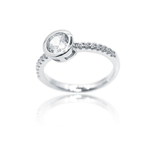 White Round Silver 925 Ring