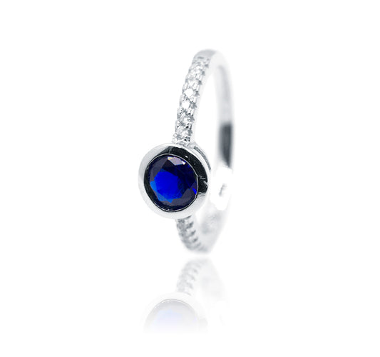 Blue Round Silver 925 Ring