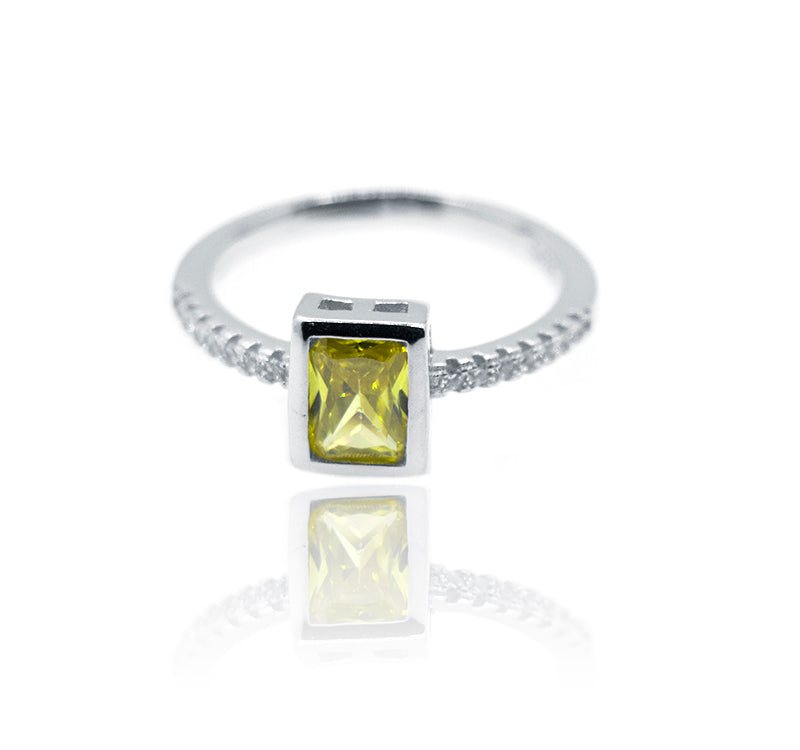 Yellow Radiant Silver 925 Ring