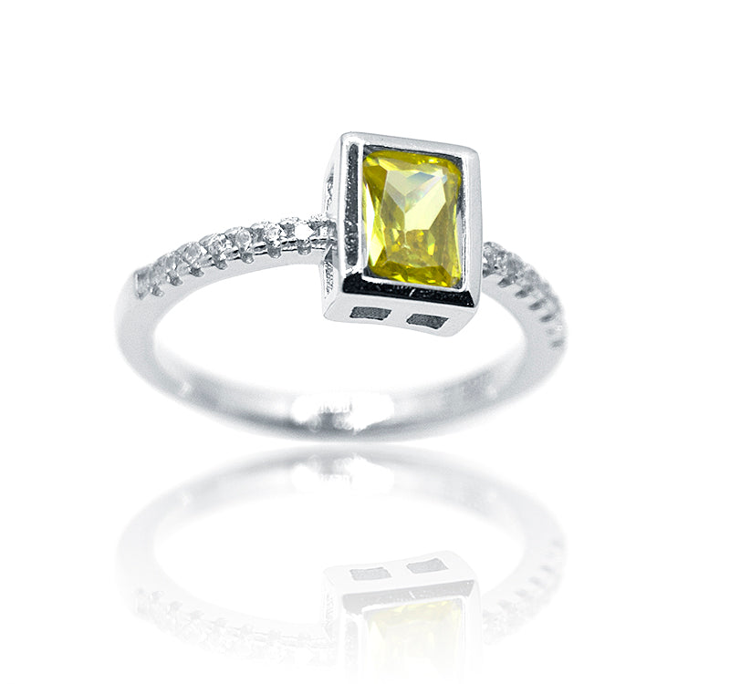 Yellow Radiant Silver 925 Ring