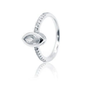 White Marquise Silver 925 Ring