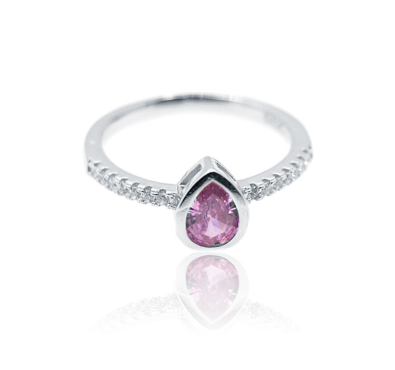 Pink Pear Silver 925 Ring