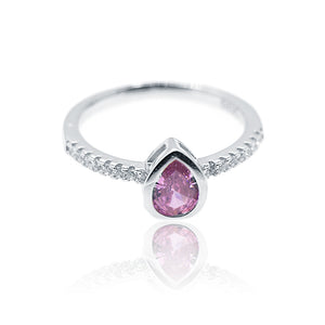 Pink Pear Silver 925 Ring