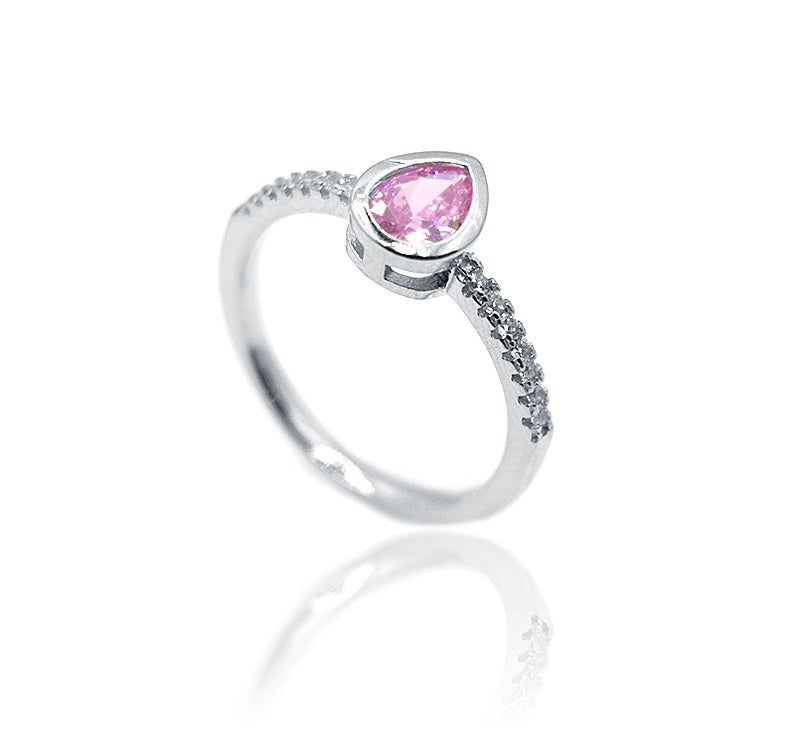 Pink Pear Silver 925 Ring