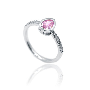 Pink Pear Silver 925 Ring