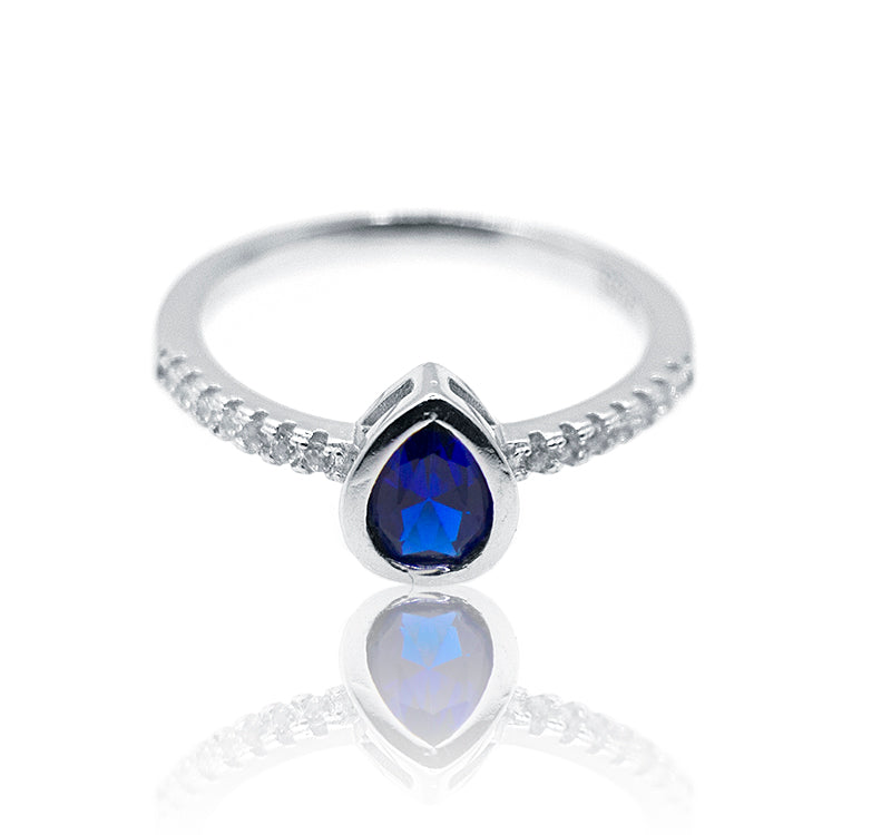 Royal Blue Pear Silver 925 Ring