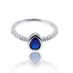 Royal Blue Pear Silver 925 Ring