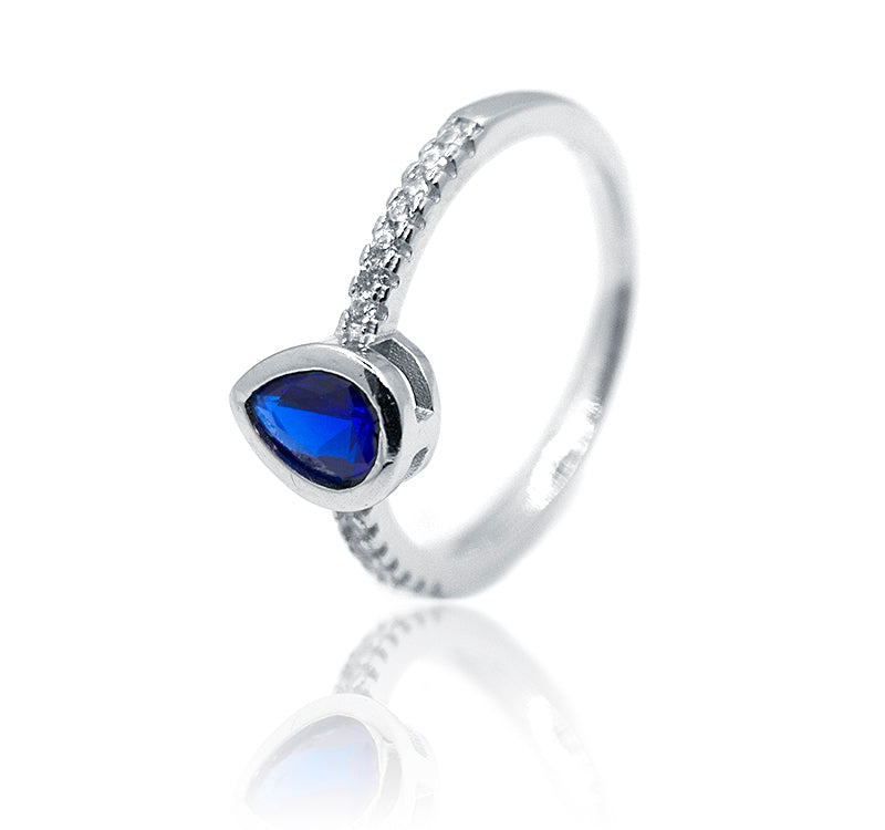 Royal Blue Pear Silver 925 Ring