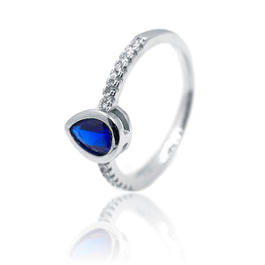 Royal Blue Pear Silver 925 Ring