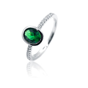 Green Oval Silver 925 Ring