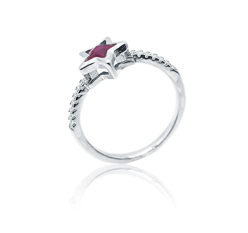 Zuri Red Silver Ring