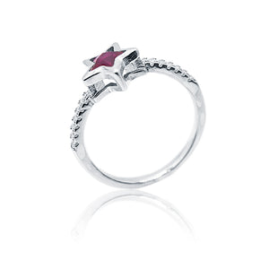 Zuri Red Silver Ring