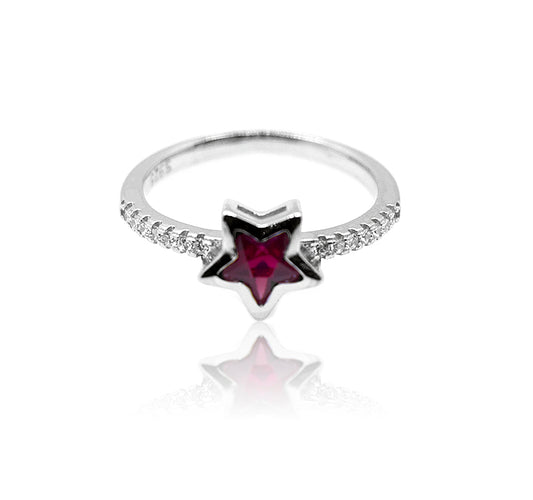 Zuri Red Silver Ring