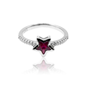 Zuri Red Silver Ring