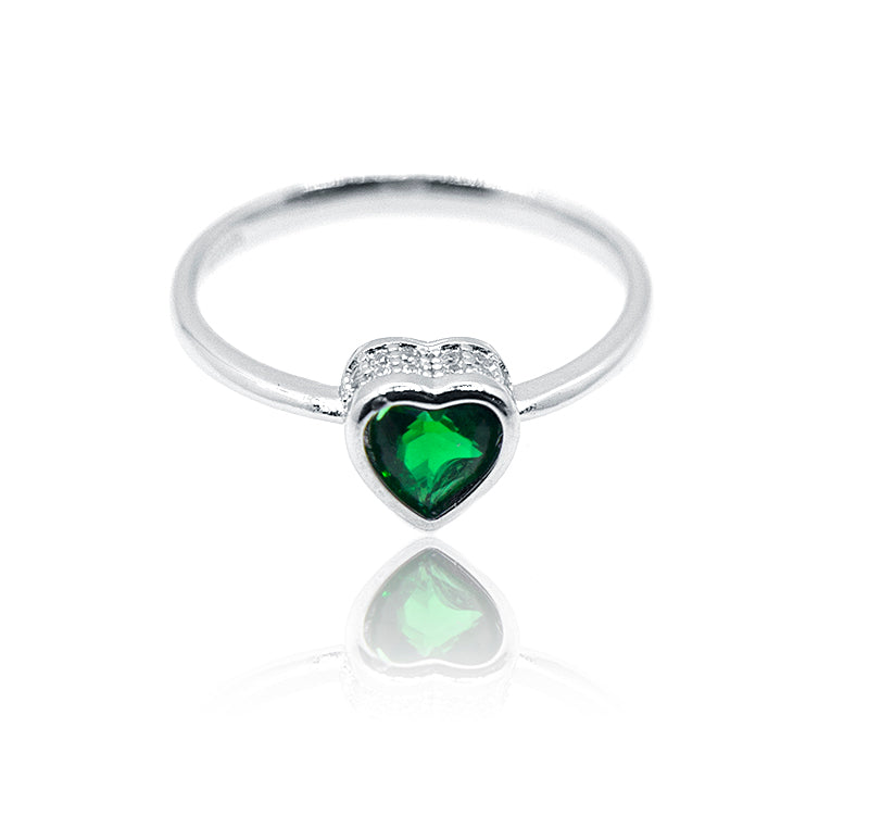 Green Heart Silver 925 Ring